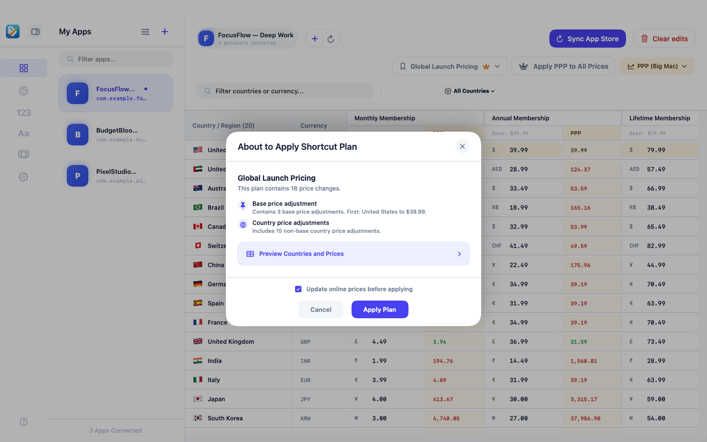 GoodPriceMatrix saving a reusable quick pricing plan
