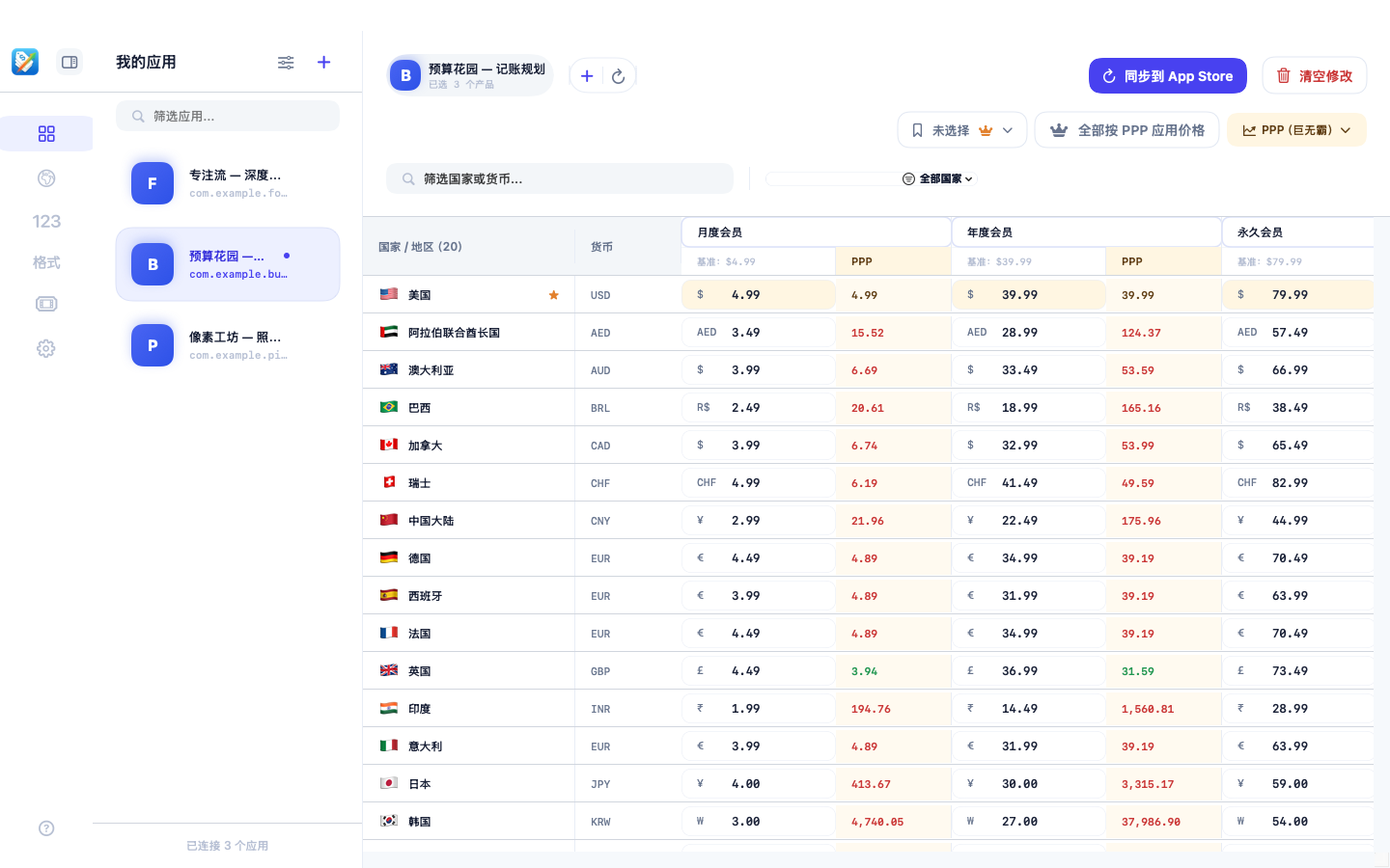 GoodPriceMatrix 在同一工作区管理并切换多个 App